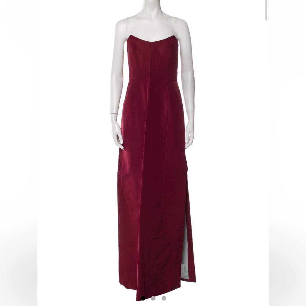 Prabal Gurung Burgundy Strapless Evening Gown